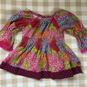 Matilda Jane Floral Girls Blouse Size 2T Pink, Red, Green Floral Paint by Number